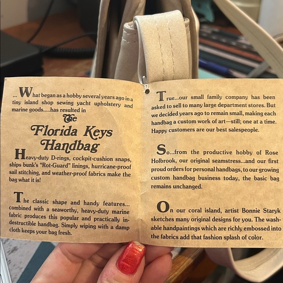 “The Original Florida Keys” Vintage 70s 80s handpainted cream bag. Americana - Picture 9 of 9